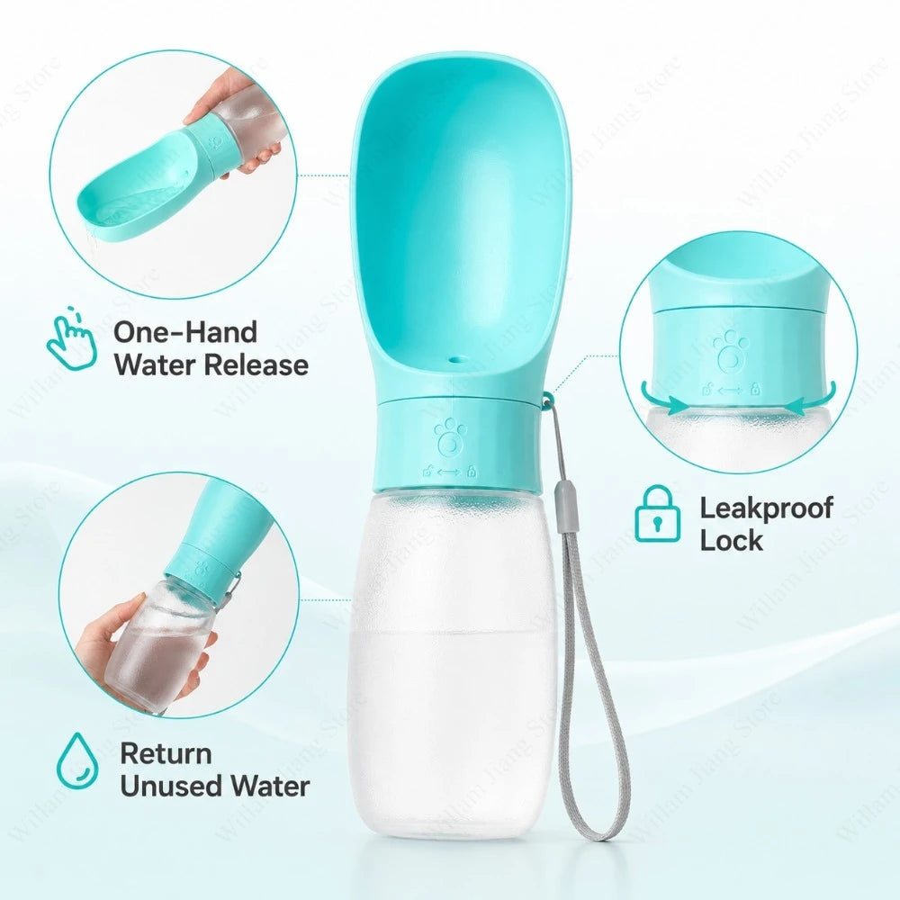 1 Garrafa de Água para Pets de Viagem 300ml 500ml Tigela Integrada Portátil para Cães Gatos Viagens e Atividades ao Ar Livre