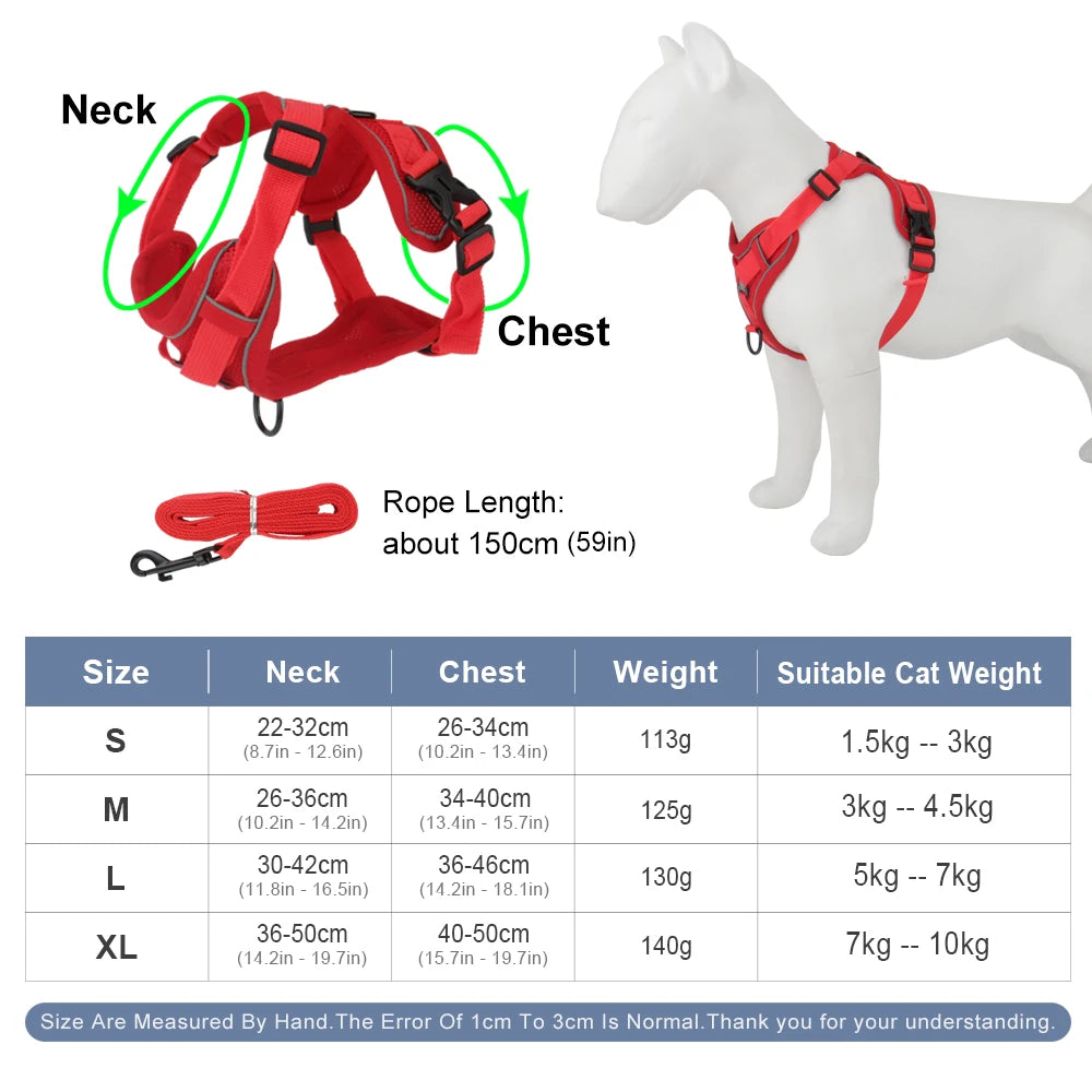 Conjunto de Coleira e Peitoral Refletivos para Cães Peitoral Tipo Colete para Filhotes de Cães Pequenos e Médios Acessórios para Treinamento ao Ar Livre