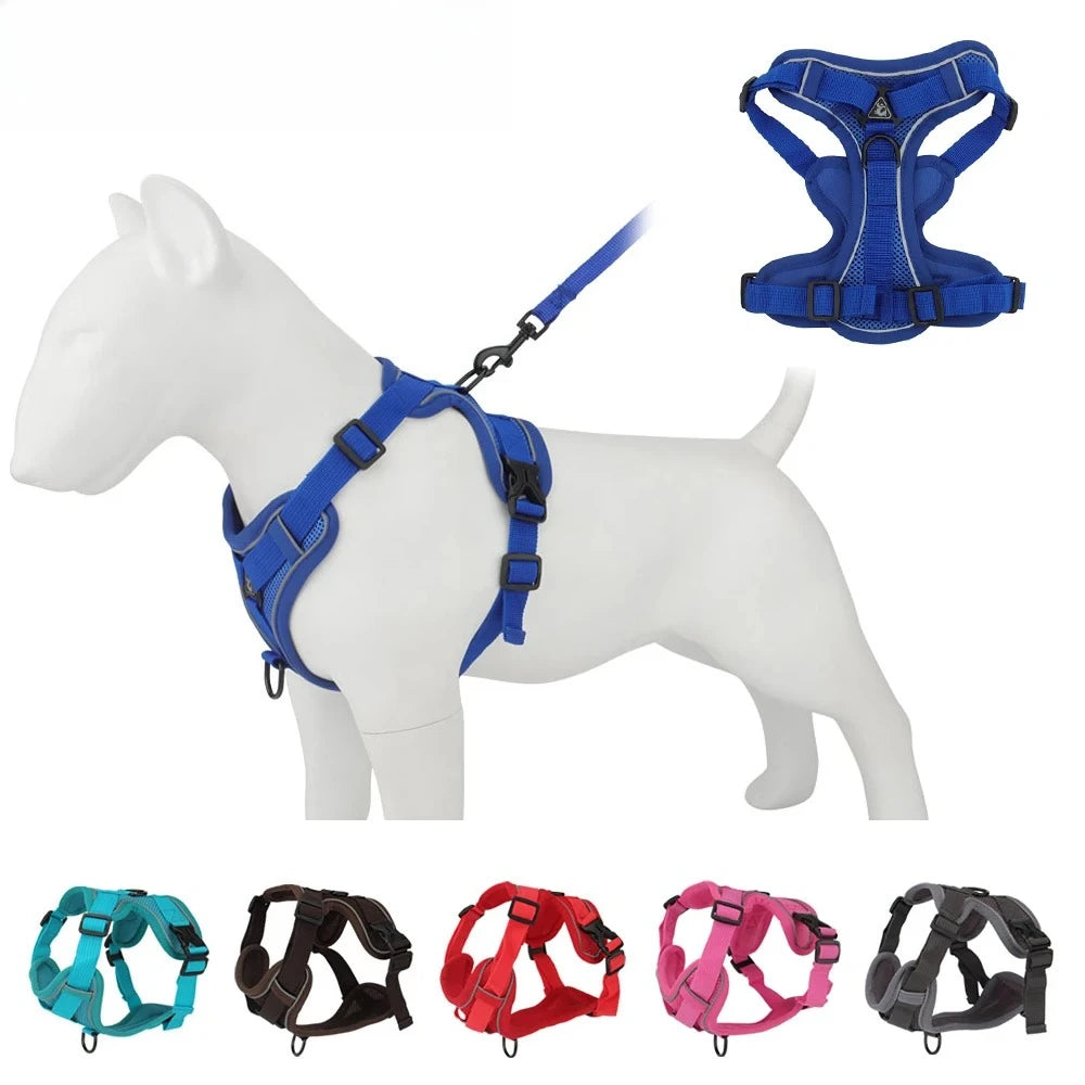 Conjunto de Coleira e Peitoral Refletivos para Cães Peitoral Tipo Colete para Filhotes de Cães Pequenos e Médios Acessórios para Treinamento ao Ar Livre