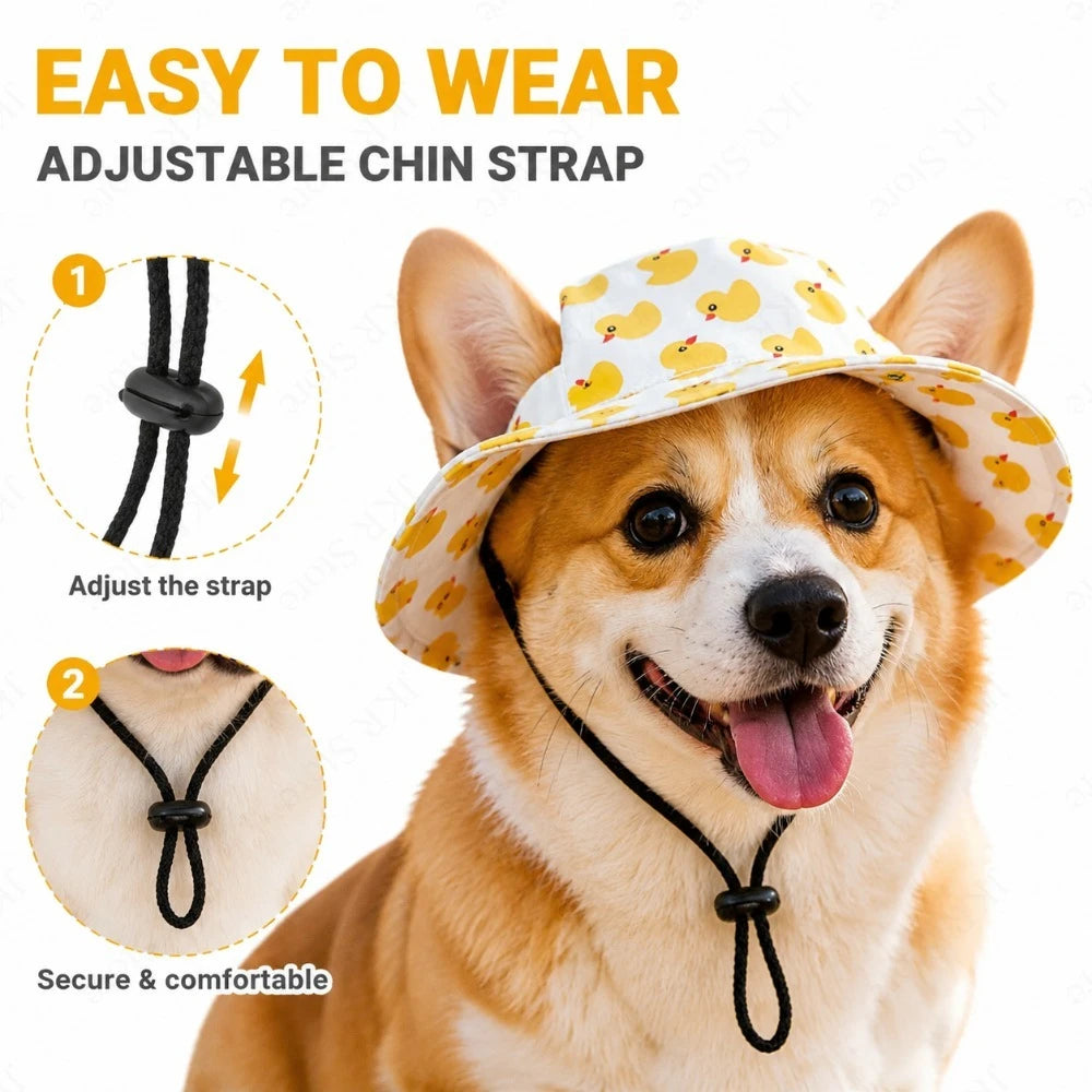 Boné de Cachorro Ajustável com Estampa Fofa para Filhotes e Raças Pequenas, Chapéu de Proteção Solar para Animais de Estimação para Caminhadas e Atividades ao Ar Livre